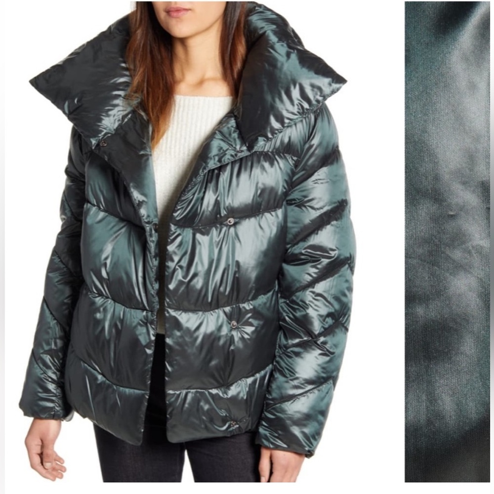 RP Rachel Parcell Green Puffer Jacket - Women Size Extra Small